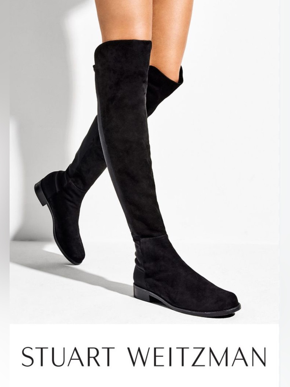 * Like New * Stuart Weitzman 50/50 Black OTK Suede Leather Boots Size 8.5